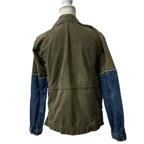 Dear‎ John Denim & Olive Green Streetwear Utility Grunge Trucker Jacket XS - Picture 5 of 9